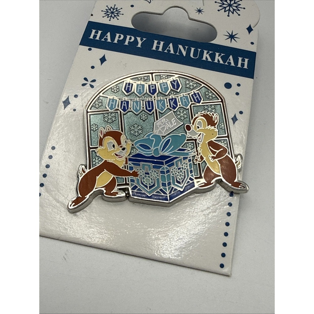 Disney Chip & Dale Happy Hanukkah Single Pin on Card Backer Yellow - Picture 5 of 5